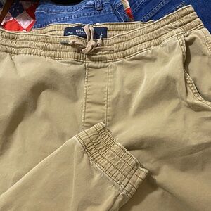 Hollister Khaki Elastic Waist Joggers